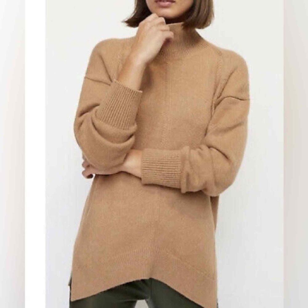 Maeve by Anthropologie Neutral Tan Mock Neck Tunic Sweater – Sz XS